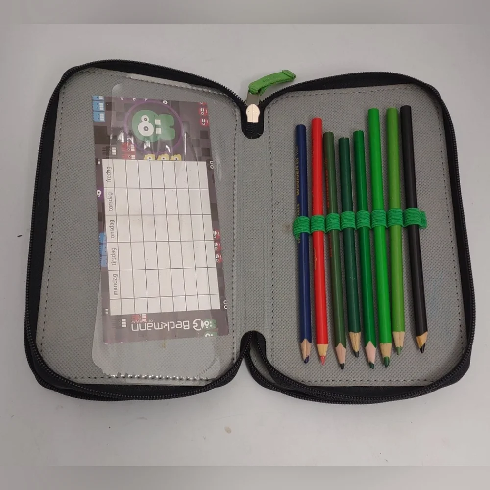 Beckman of Norway Large 3 Section Capacity Pencil Case Multi-Slot Pencil Pouch